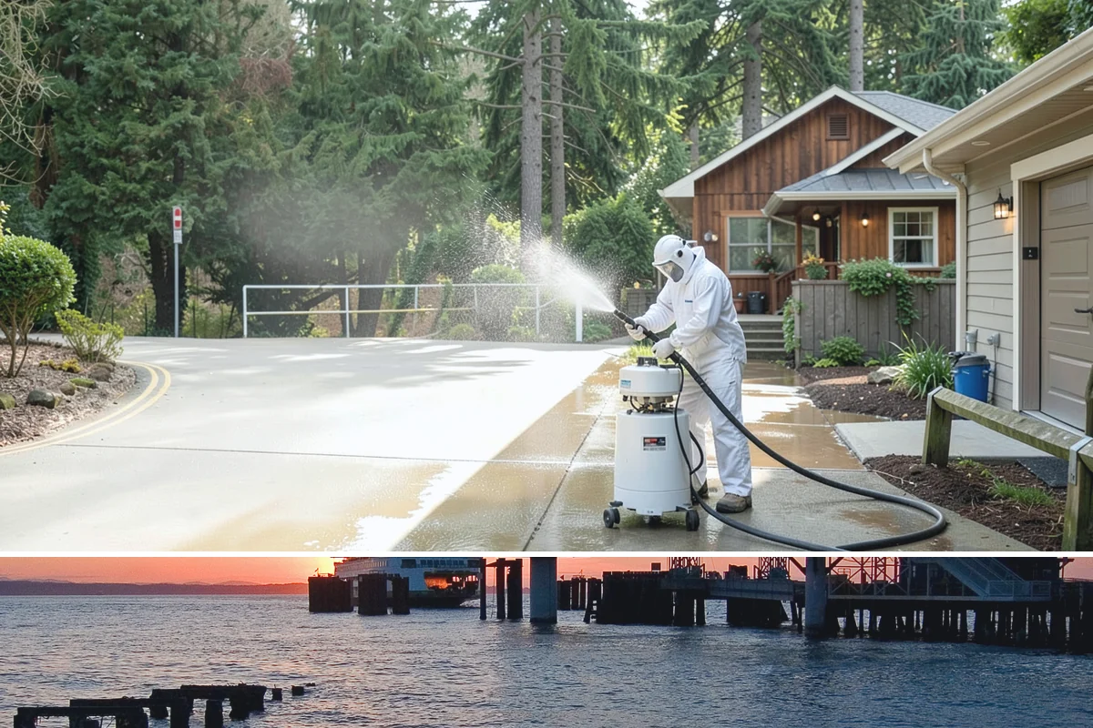 Exterior Wall Cleaning in Edmonds, Snohomish County, WA - Clean in the warmer, drier months so the walls dry evenly and the results hold through the rainy season.