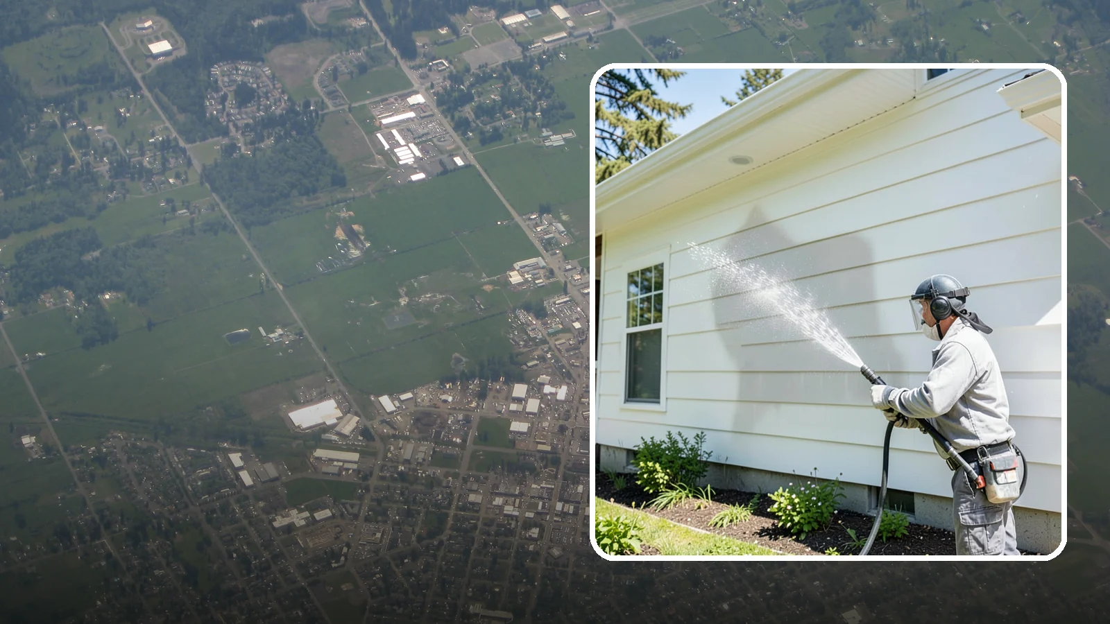 Exterior Wall Cleaning in Enumclaw, King County, WA - Exterior wall cleaning targets the flat wall surfaces where our region's rain leaves streaks, algae, and settled road film.