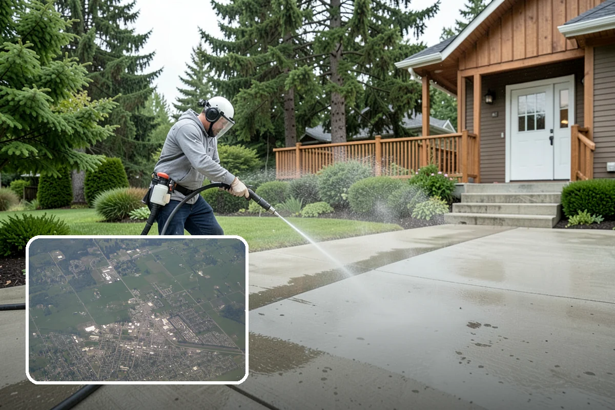 Exterior Wall Cleaning in Enumclaw, King County, WA - Removes vertical rain streaks and water tracks
