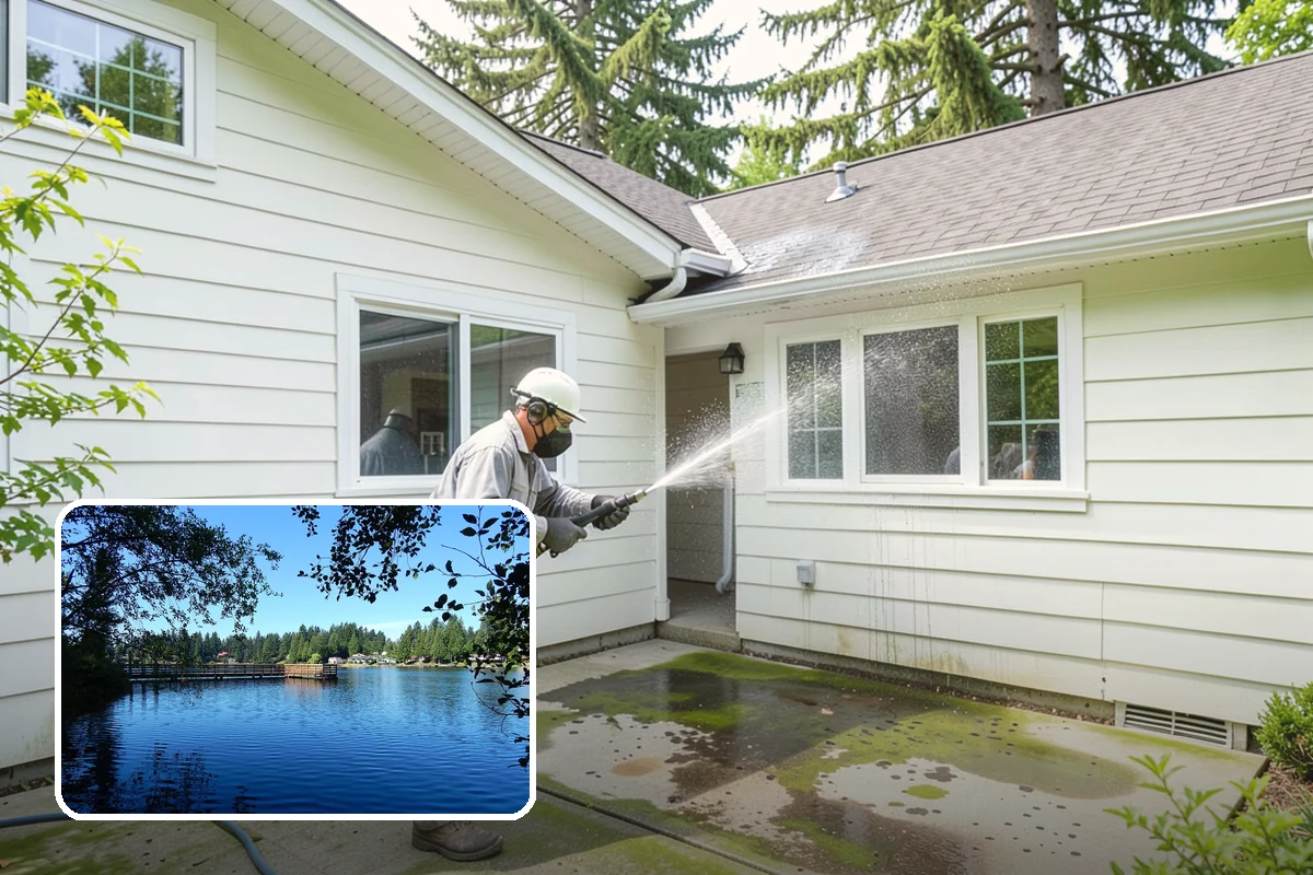 Exterior Wall Cleaning in Federal Way, King County, WA - Removes vertical rain streaks and water tracks