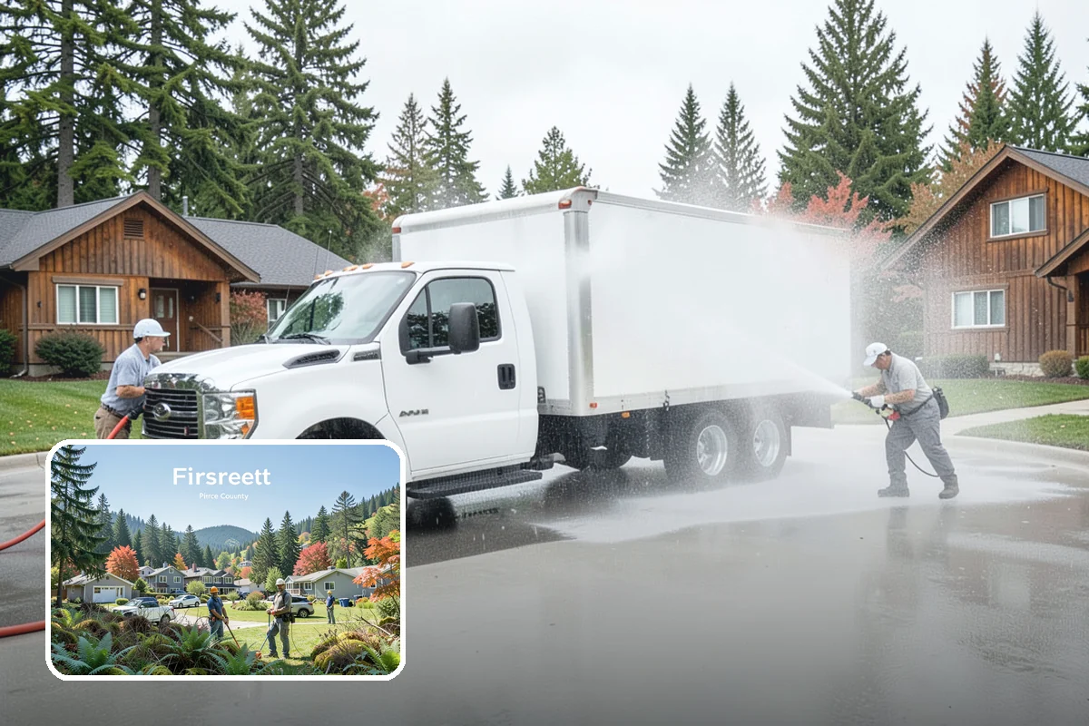 Exterior Wall Cleaning in Fircrest, Pierce County, WA - Removes vertical rain streaks and water tracks