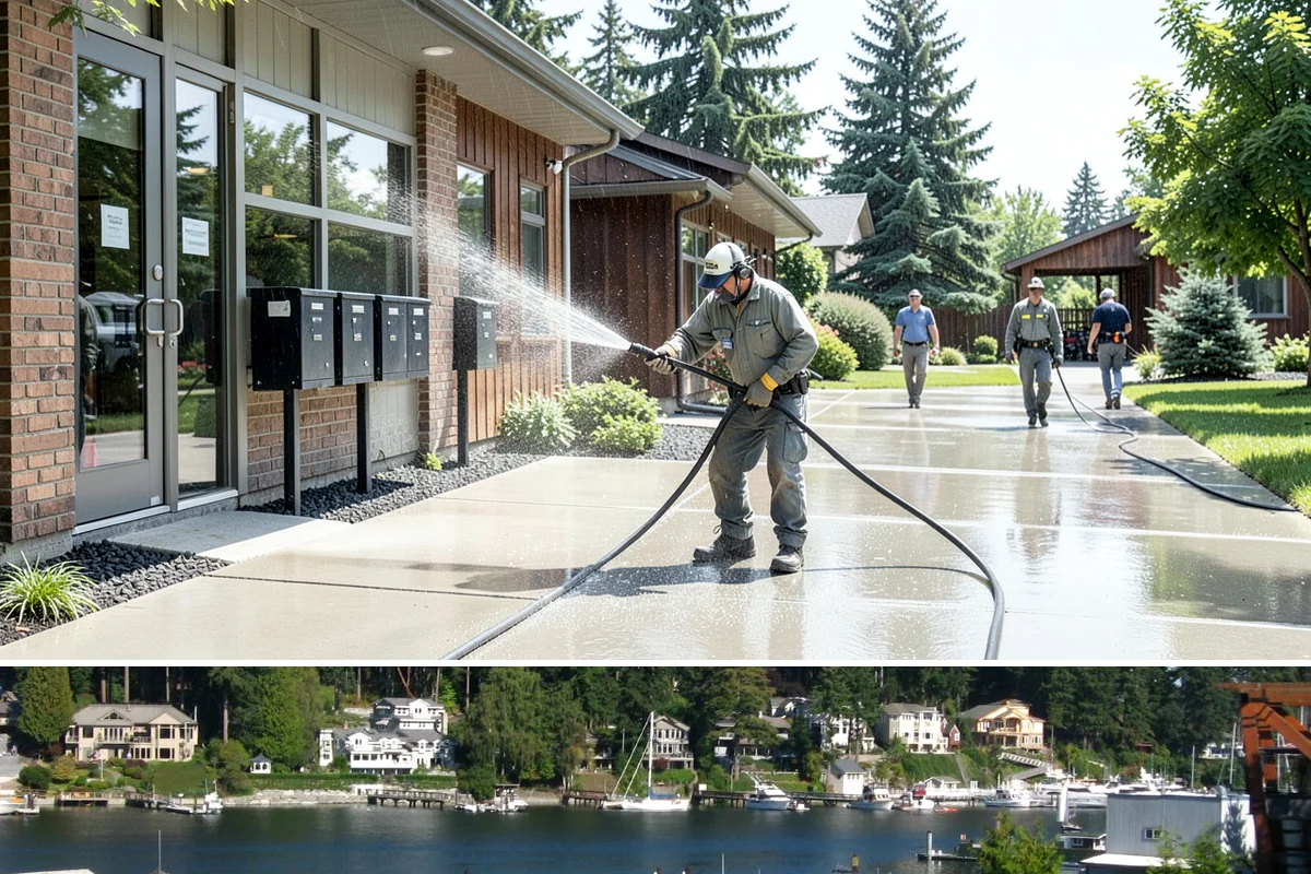 Exterior Wall Cleaning in Gig Harbor, Pierce County, WA - Clean in the warmer, drier months so the walls dry evenly and the results hold through the rainy season.