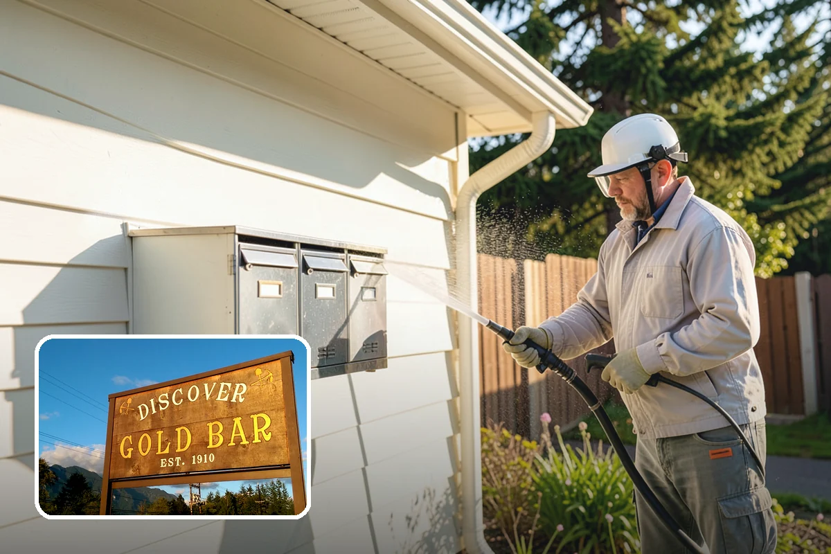 Exterior Wall Cleaning in Gold Bar, Snohomish County, WA - Removes vertical rain streaks and water tracks