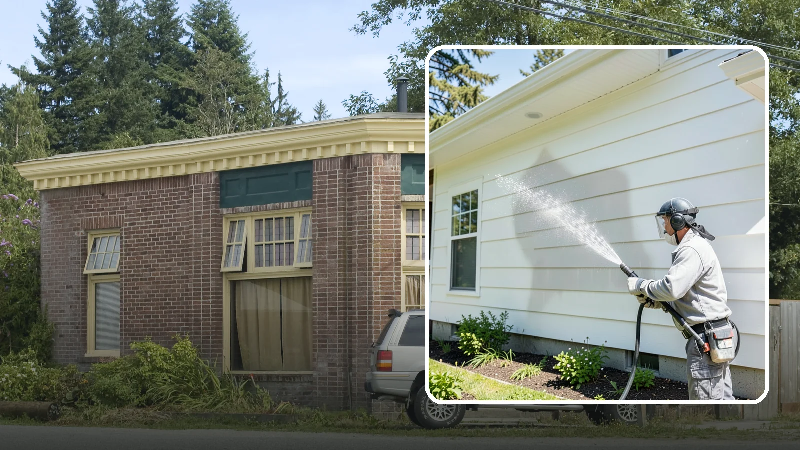 Exterior Wall Cleaning in Hamilton, Skagit County, WA - Exterior wall cleaning targets the flat wall surfaces where our region's rain leaves streaks, algae, and settled road film.