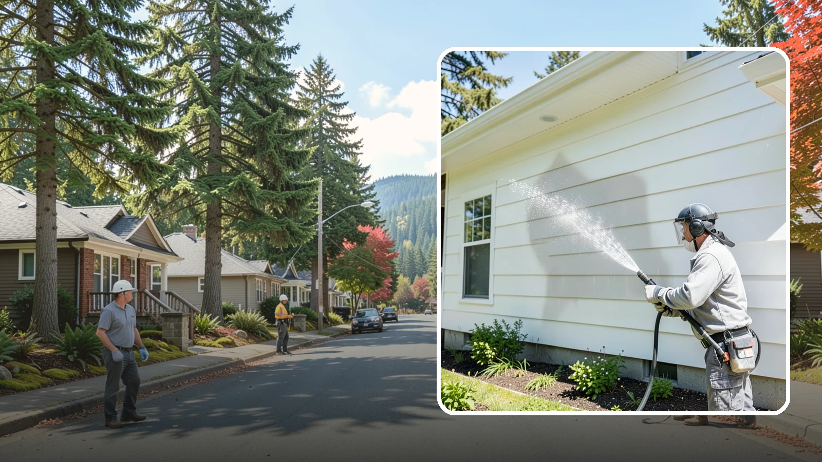 Exterior Wall Cleaning in Hunts Point, King County, WA - Exterior wall cleaning targets the flat wall surfaces where our region's rain leaves streaks, algae, and settled road film.