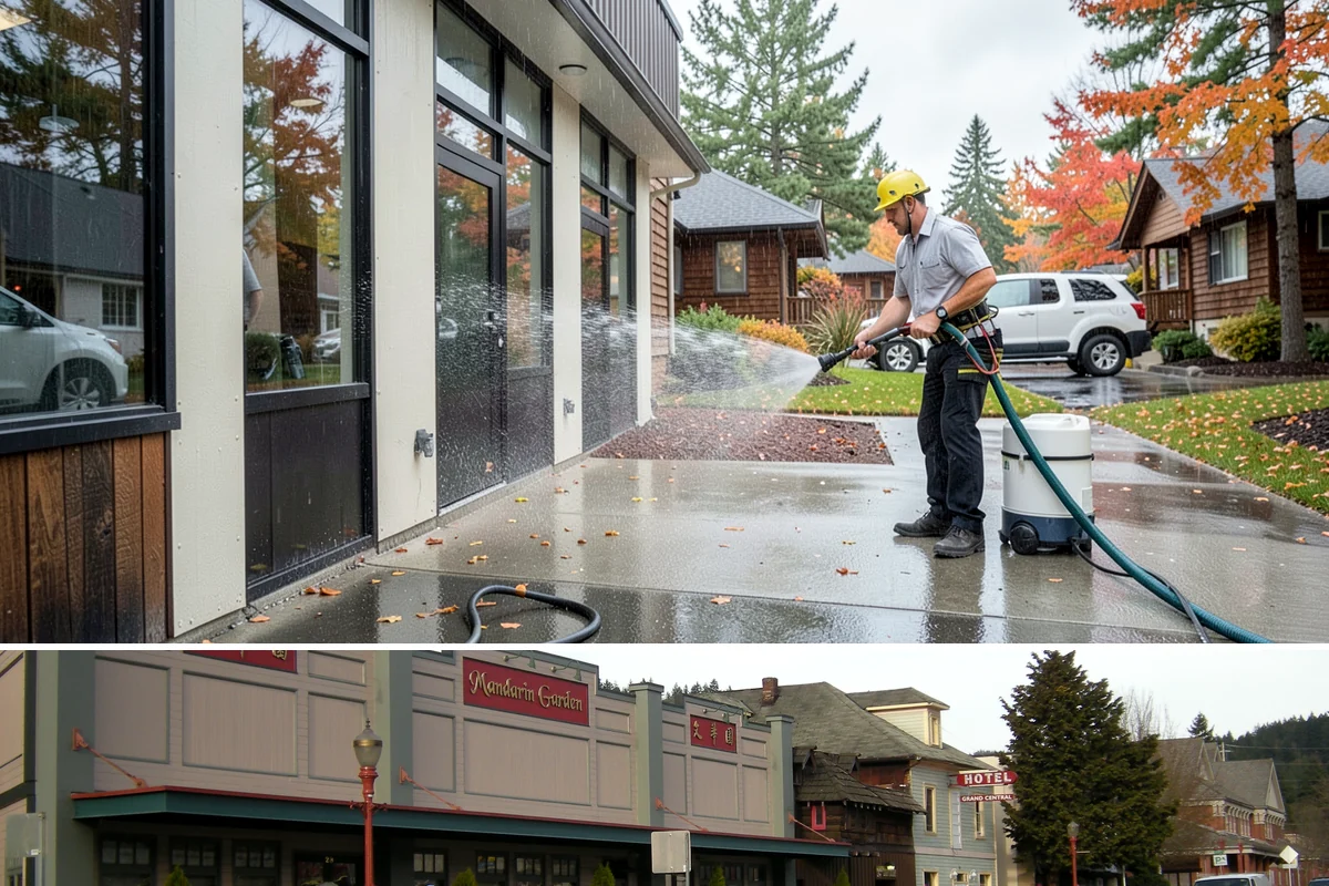 Exterior Wall Cleaning in Issaquah, King County, WA - Clean in the warmer, drier months so the walls dry evenly and the results hold through the rainy season.
