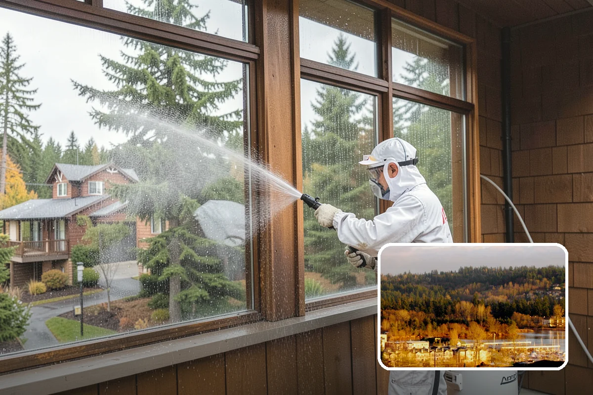 Exterior Wall Cleaning in Kenmore, King County, WA - Removes vertical rain streaks and water tracks