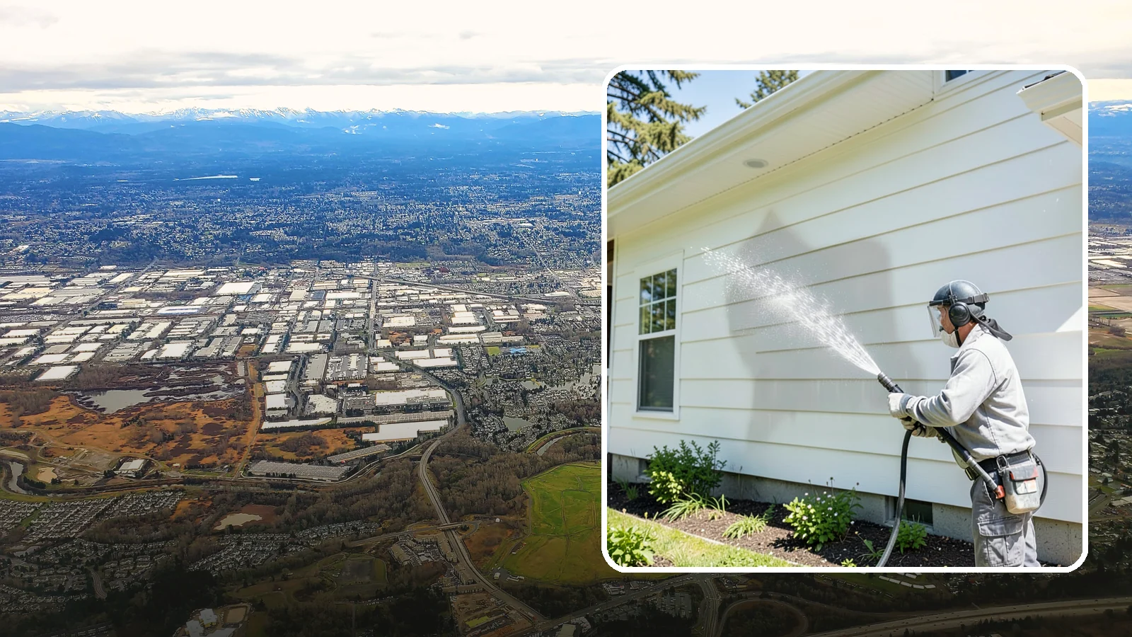 Exterior Wall Cleaning in Kent, King County, WA - Exterior wall cleaning targets the flat wall surfaces where our region's rain leaves streaks, algae, and settled road film.