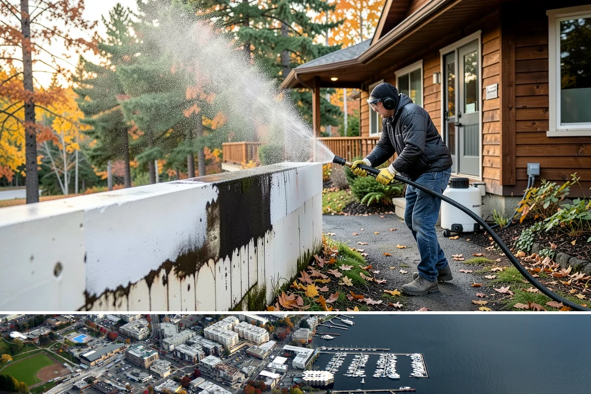 Exterior Wall Cleaning in Kirkland, King County, WA - Clean in the warmer, drier months so the walls dry evenly and the results hold through the rainy season.