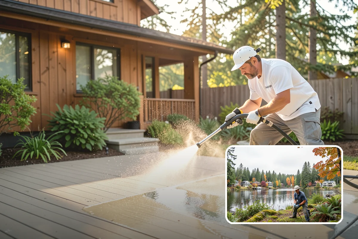 Exterior Wall Cleaning in La Conner, Skagit County, WA - Removes vertical rain streaks and water tracks