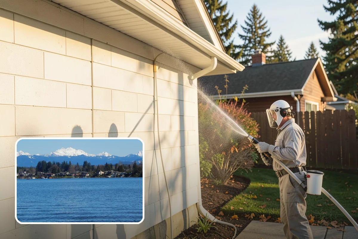 Exterior Wall Cleaning in Lake Stevens, Snohomish County, WA - Removes vertical rain streaks and water tracks