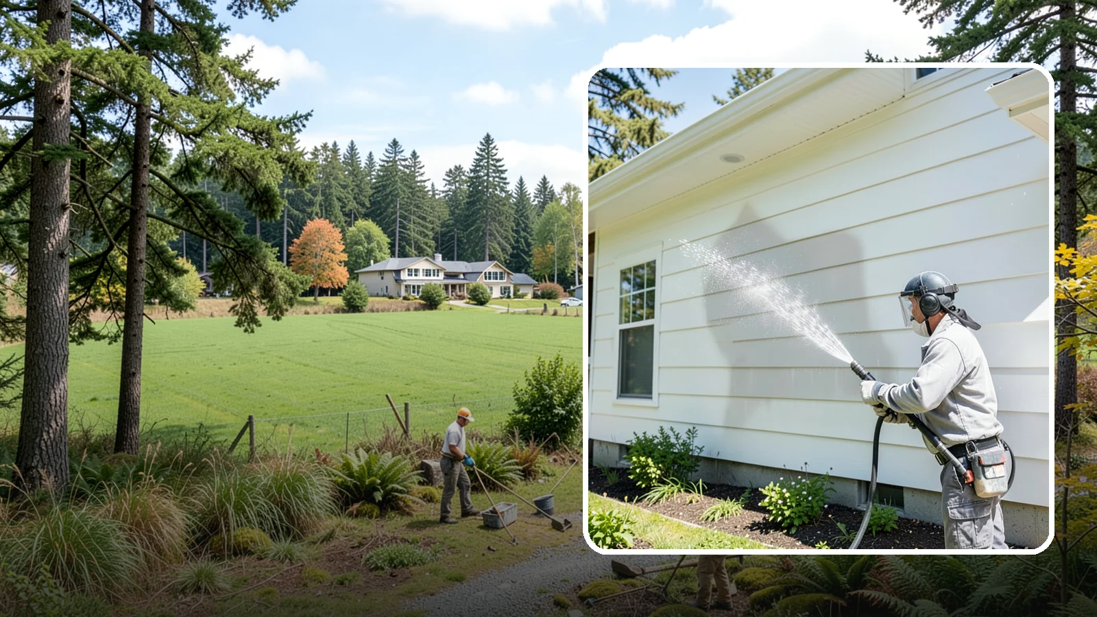 Exterior Wall Cleaning in Lyman, Skagit County, WA - Exterior wall cleaning targets the flat wall surfaces where our region's rain leaves streaks, algae, and settled road film.