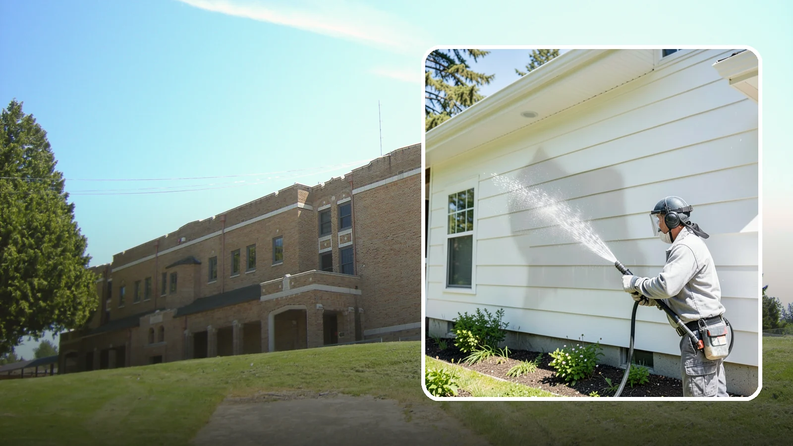 Exterior Wall Cleaning in Maple Valley, King County, WA - Exterior wall cleaning targets the flat wall surfaces where our region's rain leaves streaks, algae, and settled road film.