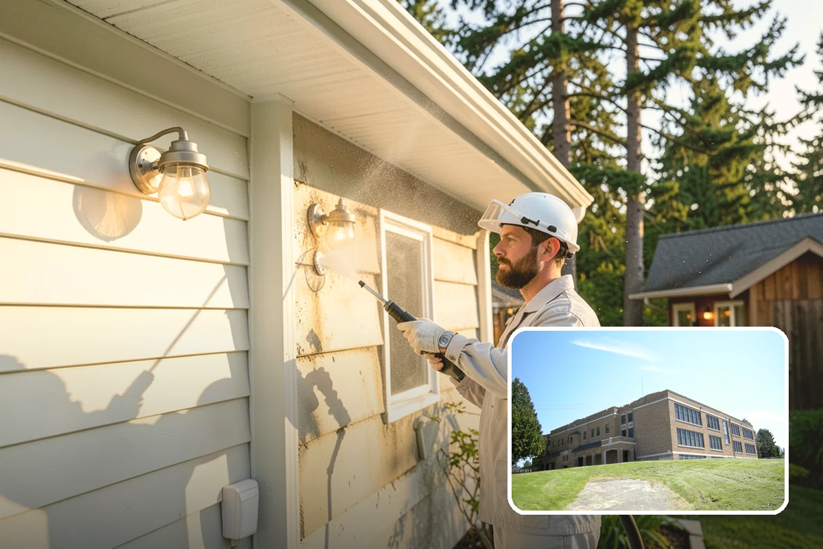 Exterior Wall Cleaning in Maple Valley, King County, WA - Removes vertical rain streaks and water tracks