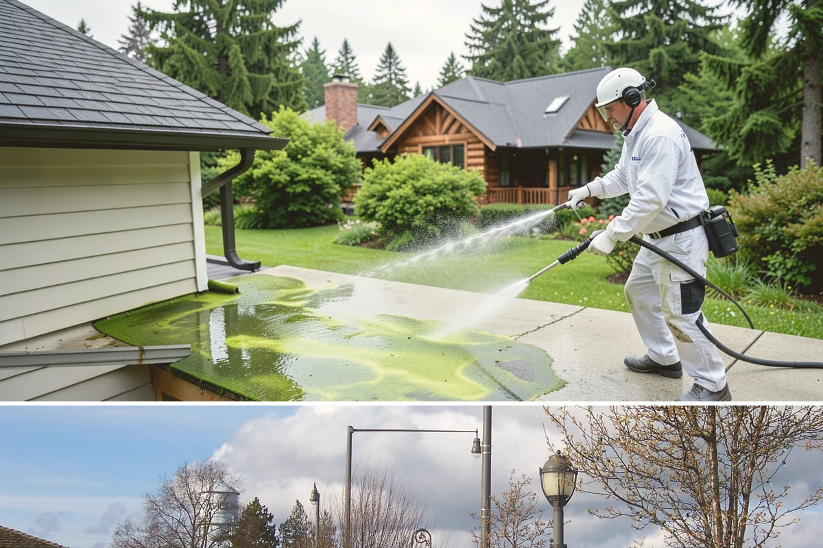 Exterior Wall Cleaning in Marysville, Snohomish County, WA - Clean in the warmer, drier months so the walls dry evenly and the results hold through the rainy season.