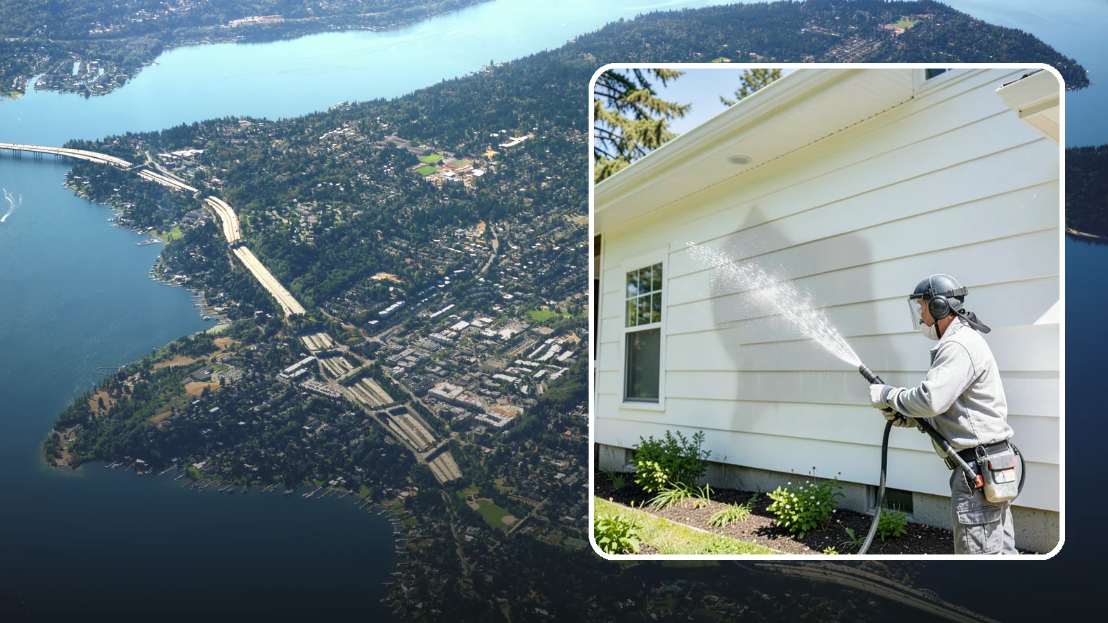 Exterior Wall Cleaning in Mercer Island, King County, WA - Exterior wall cleaning targets the flat wall surfaces where our region's rain leaves streaks, algae, and settled road film.