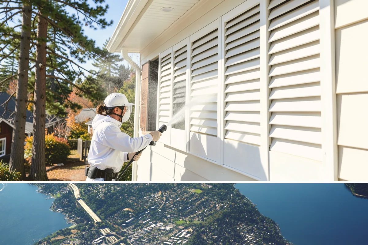 Exterior Wall Cleaning in Mercer Island, King County, WA - Clean in the warmer, drier months so the walls dry evenly and the results hold through the rainy season.