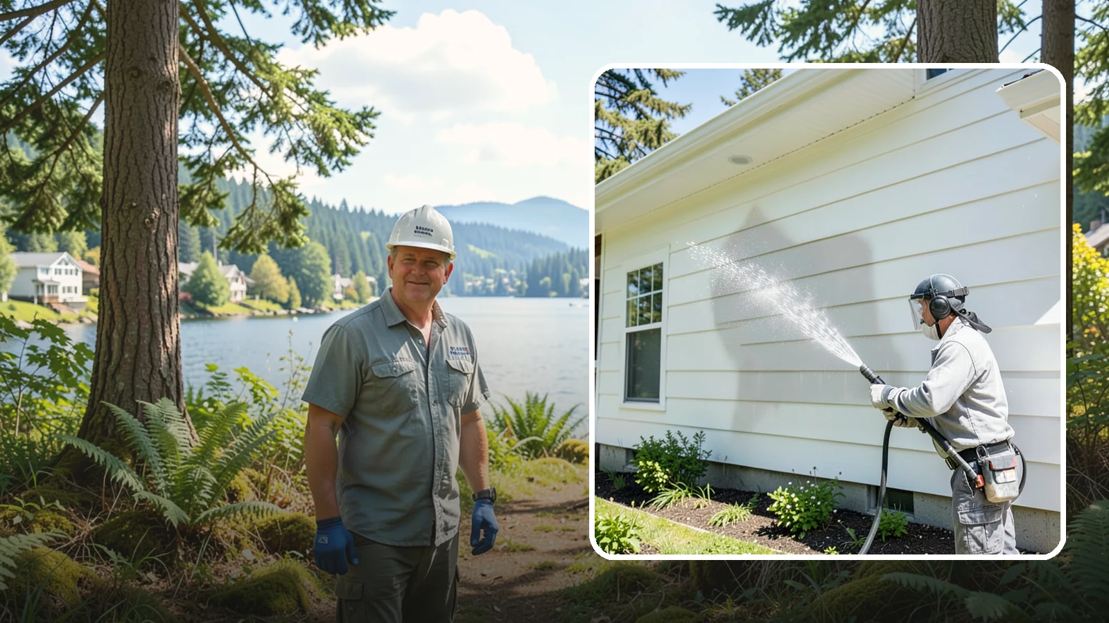 Exterior Wall Cleaning in Milton, King County, WA - Exterior wall cleaning targets the flat wall surfaces where our region's rain leaves streaks, algae, and settled road film.