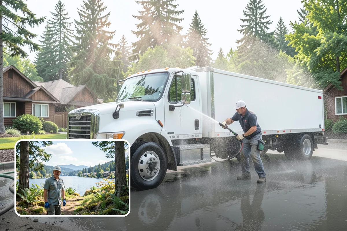 Exterior Wall Cleaning in Milton, King County, WA - Removes vertical rain streaks and water tracks