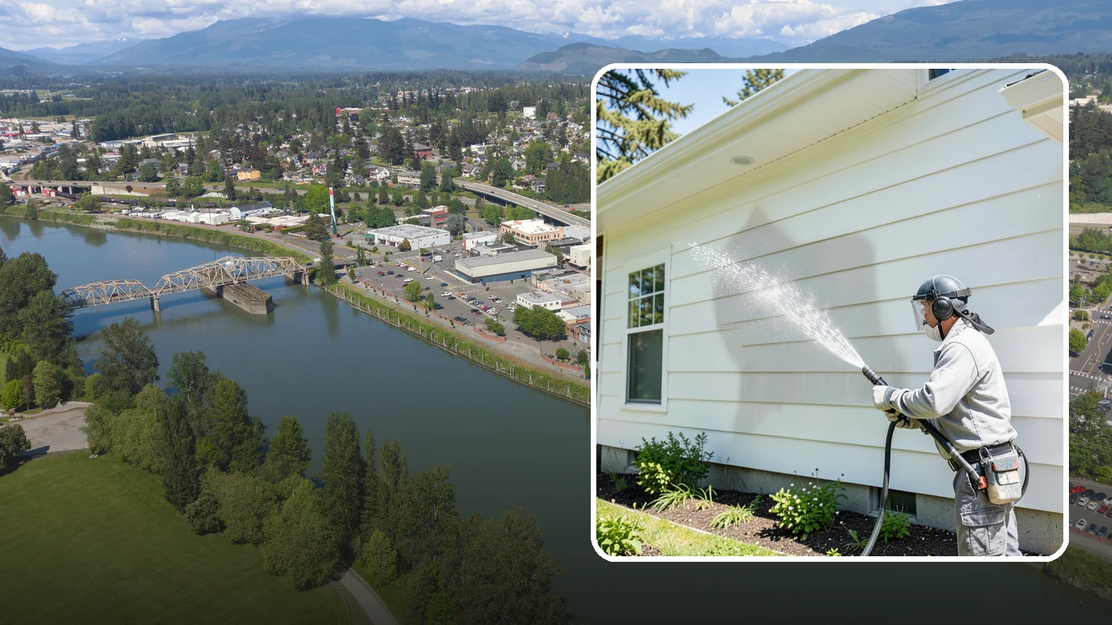 Exterior Wall Cleaning in Mount Vernon, Skagit County, WA - Exterior wall cleaning targets the flat wall surfaces where our region's rain leaves streaks, algae, and settled road film.