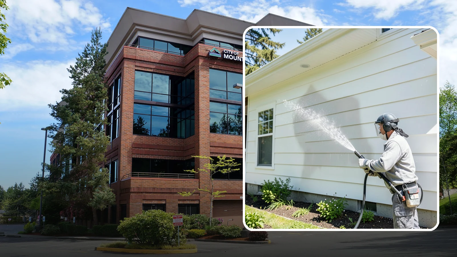 Exterior Wall Cleaning in Mountlake Terrace, Snohomish County, WA - Exterior wall cleaning targets the flat wall surfaces where our region's rain leaves streaks, algae, and settled road film.