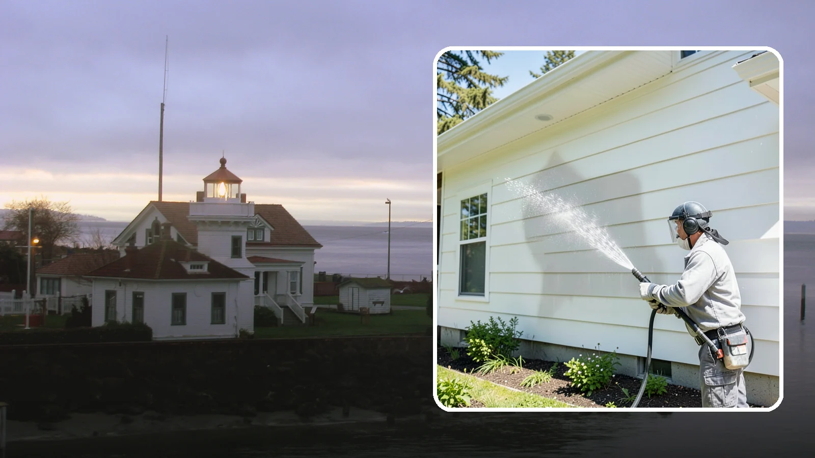 Exterior Wall Cleaning in Mukilteo, Snohomish County, WA - Exterior wall cleaning targets the flat wall surfaces where our region's rain leaves streaks, algae, and settled road film.