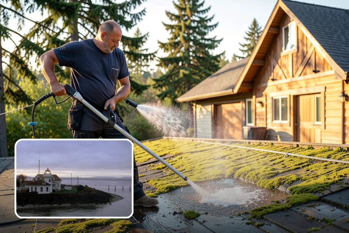 Exterior Wall Cleaning in Mukilteo, Snohomish County, WA - Removes vertical rain streaks and water tracks