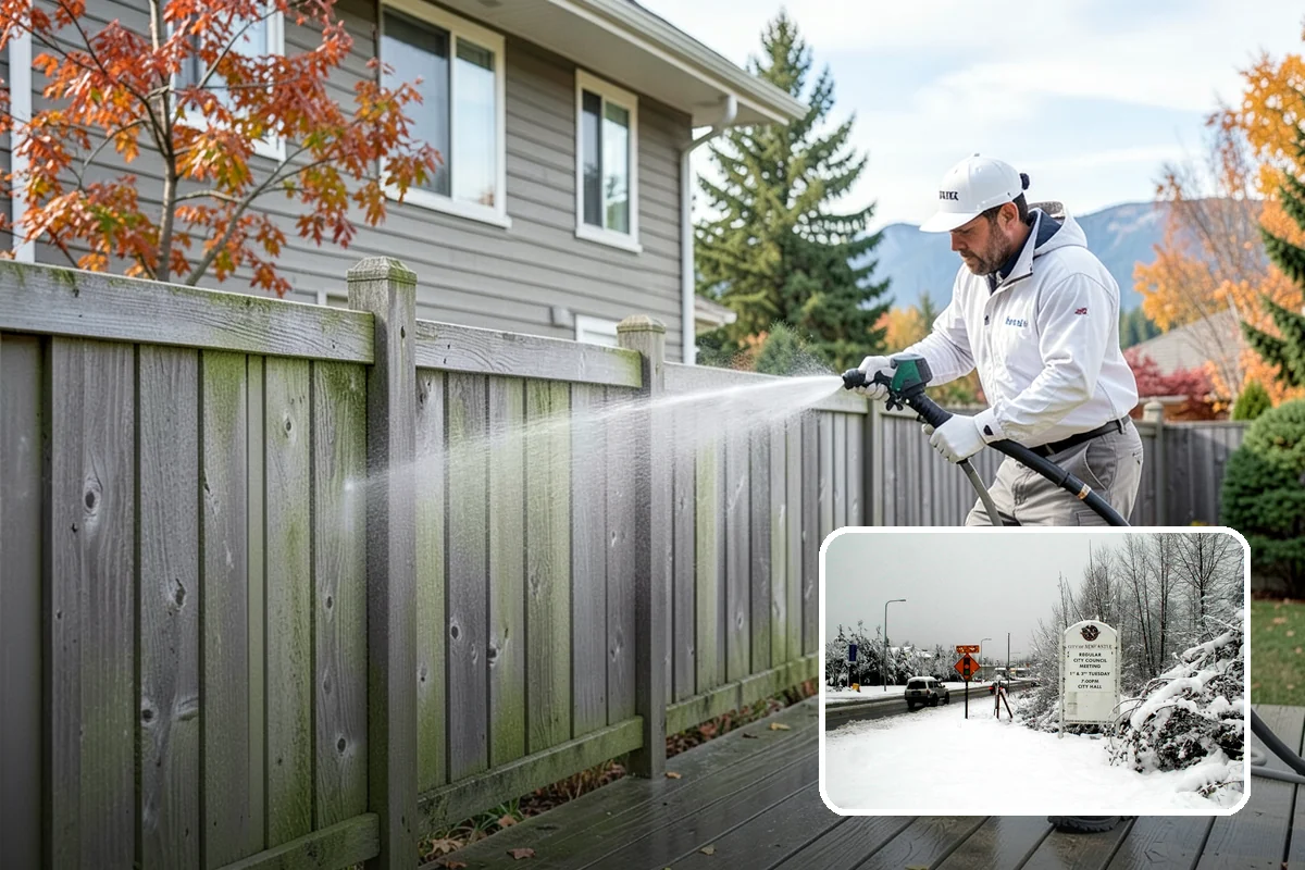 Exterior Wall Cleaning in Newcastle, King County, WA - Removes vertical rain streaks and water tracks
