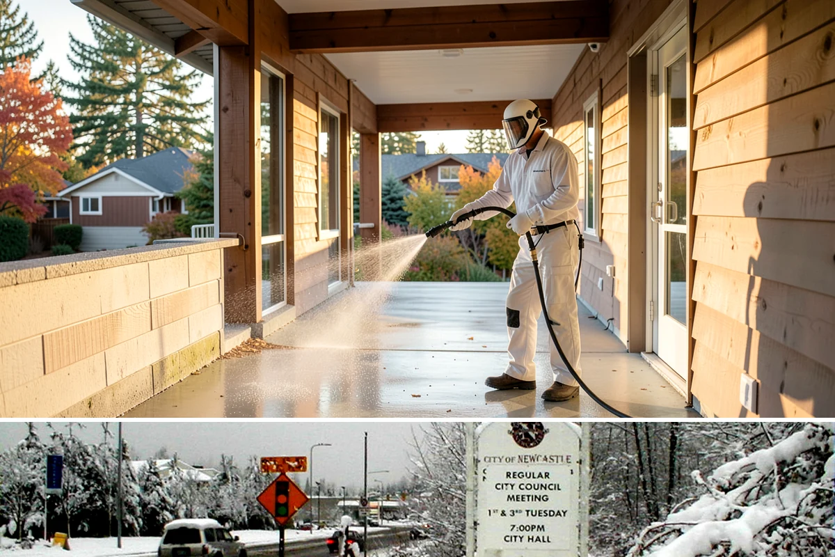 Exterior Wall Cleaning in Newcastle, King County, WA - Clean in the warmer, drier months so the walls dry evenly and the results hold through the rainy season.