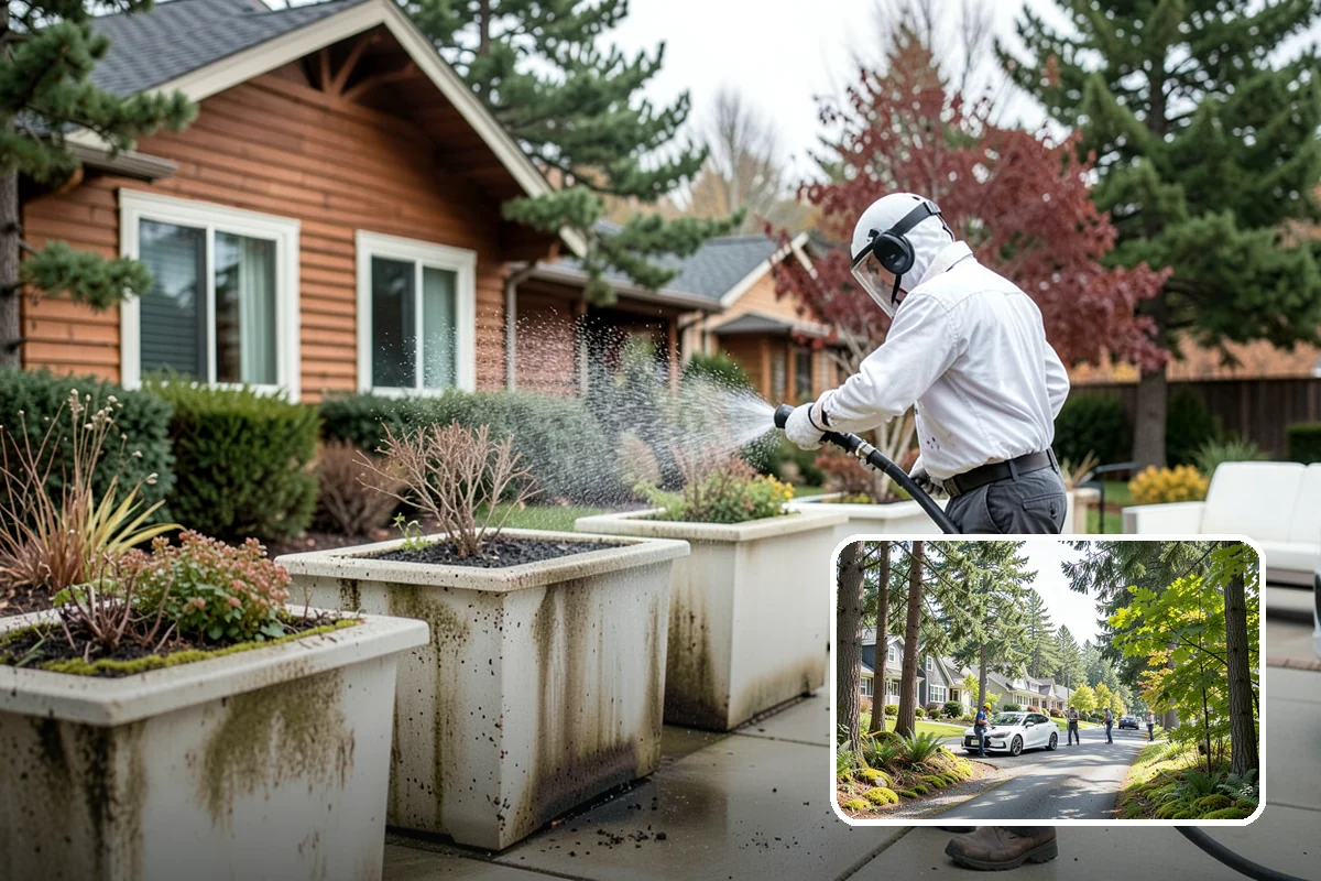 Exterior Wall Cleaning in Normandy Park, King County, WA - Removes vertical rain streaks and water tracks