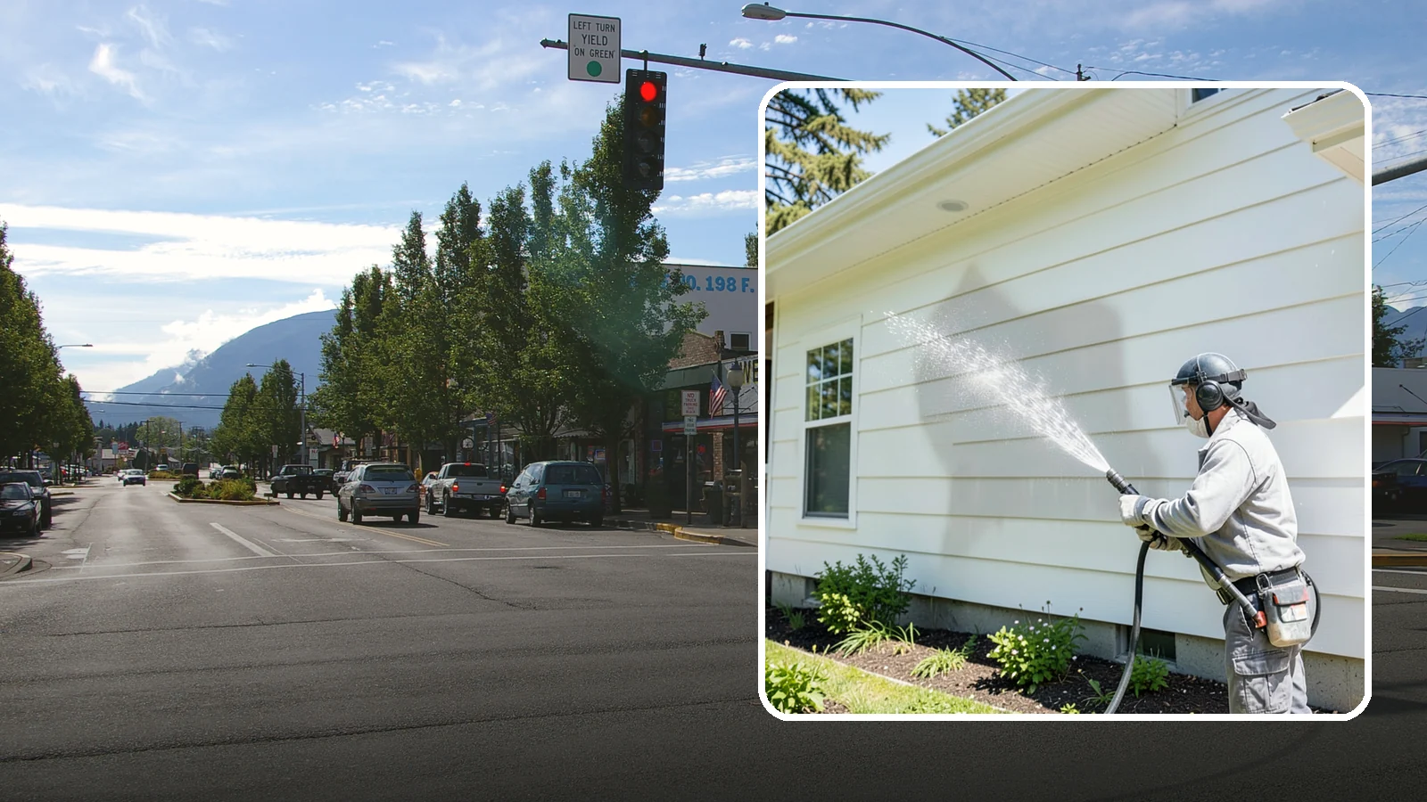 Exterior Wall Cleaning in North Bend, King County, WA - Exterior wall cleaning targets the flat wall surfaces where our region's rain leaves streaks, algae, and settled road film.