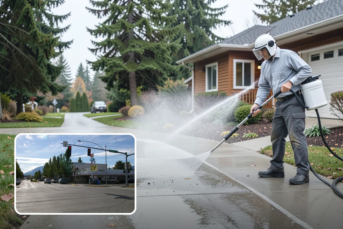 Exterior Wall Cleaning in North Bend, King County, WA - Removes vertical rain streaks and water tracks