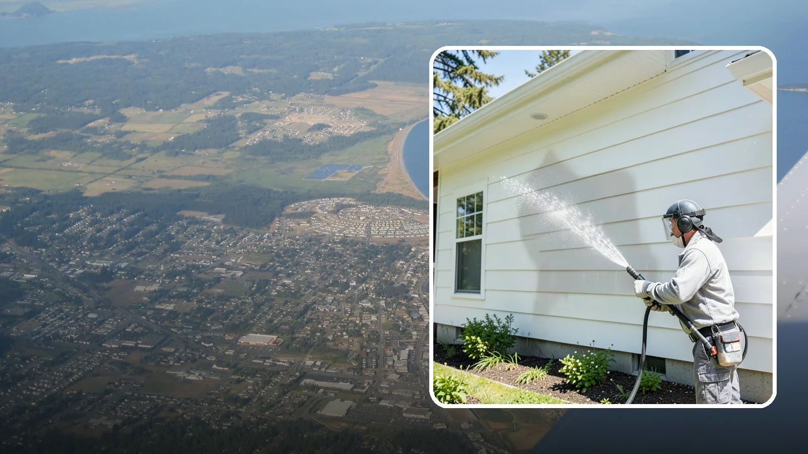 Exterior Wall Cleaning in Oak Harbor, Island County, WA - Exterior wall cleaning targets the flat wall surfaces where our region's rain leaves streaks, algae, and settled road film.