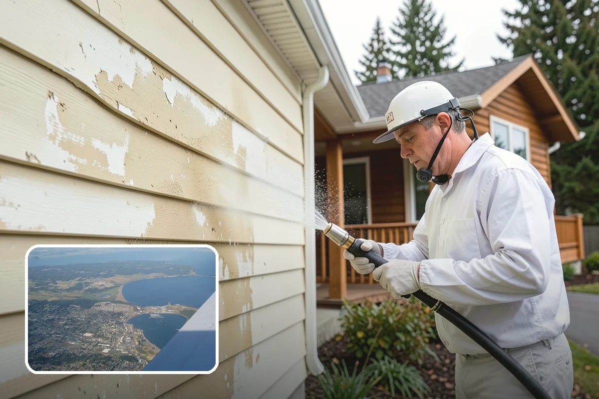 Exterior Wall Cleaning in Oak Harbor, Island County, WA - Removes vertical rain streaks and water tracks