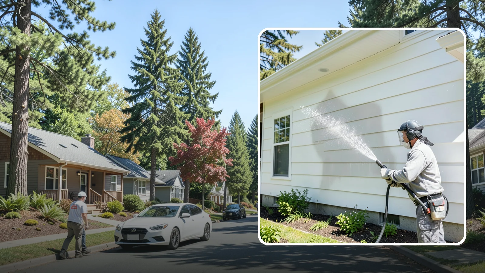 Exterior Wall Cleaning in Orting, Pierce County, WA - Exterior wall cleaning targets the flat wall surfaces where our region's rain leaves streaks, algae, and settled road film.