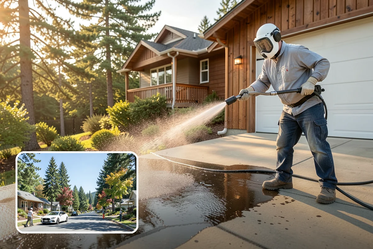 Exterior Wall Cleaning in Orting, Pierce County, WA - Removes vertical rain streaks and water tracks