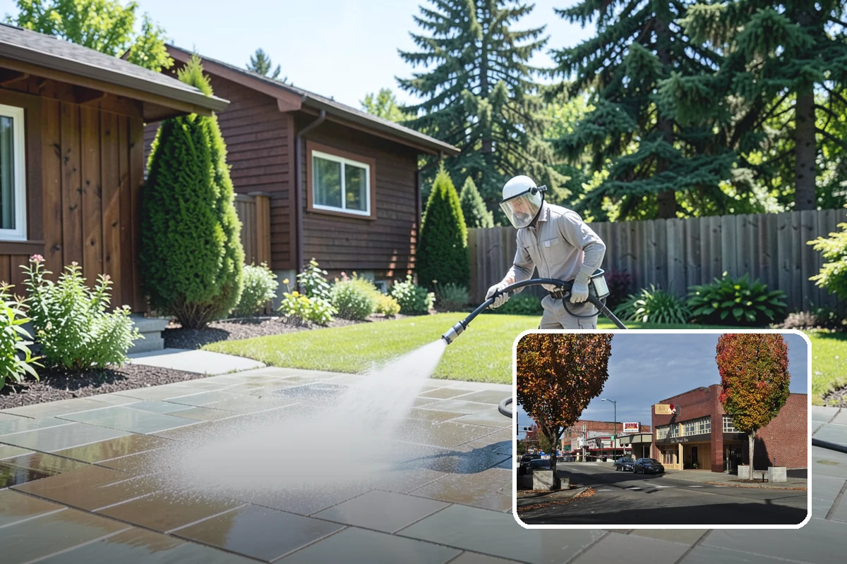 Exterior Wall Cleaning in Puyallup, Pierce County, WA - Removes vertical rain streaks and water tracks