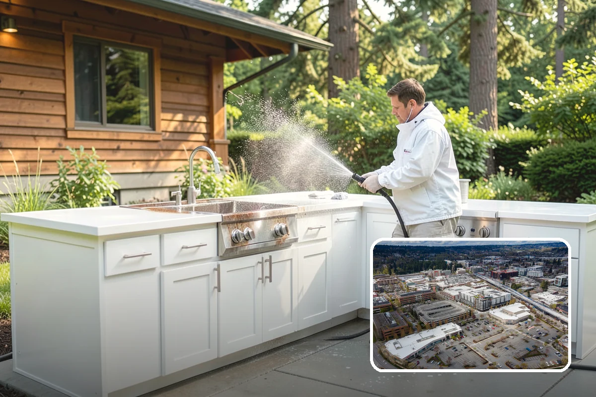 Exterior Wall Cleaning in Redmond, King County, WA - Removes vertical rain streaks and water tracks