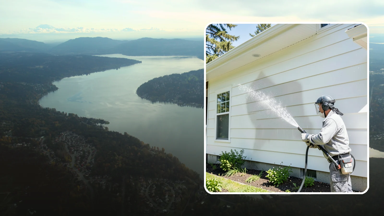 Exterior Wall Cleaning in Sammamish, King County, WA - Exterior wall cleaning targets the flat wall surfaces where our region's rain leaves streaks, algae, and settled road film.