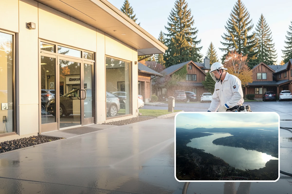 Exterior Wall Cleaning in Sammamish, King County, WA - Removes vertical rain streaks and water tracks