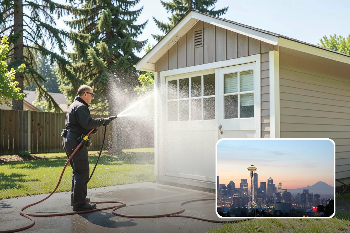 Exterior Wall Cleaning in Seattle, King County, WA - Removes vertical rain streaks and water tracks