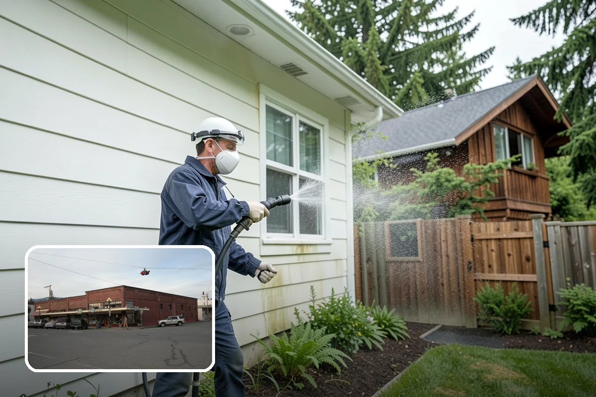 Exterior Wall Cleaning in Sedro-Woolley, Skagit County, WA - Removes vertical rain streaks and water tracks