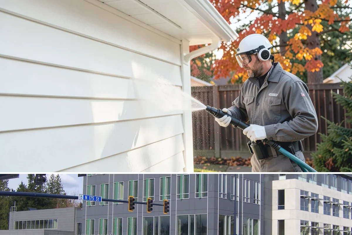 Exterior Wall Cleaning in Shoreline, King County, WA - Clean in the warmer, drier months so the walls dry evenly and the results hold through the rainy season.