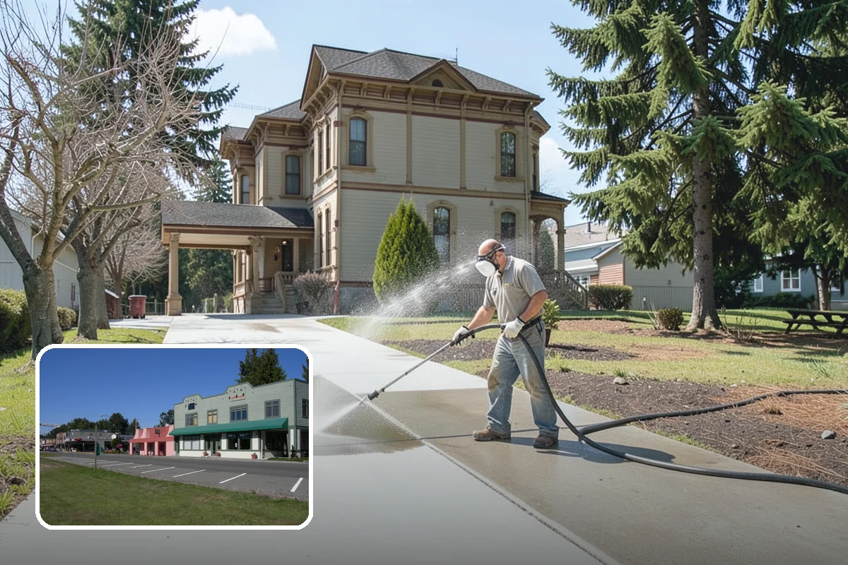 Exterior Wall Cleaning in Snoqualmie, King County, WA - Removes vertical rain streaks and water tracks