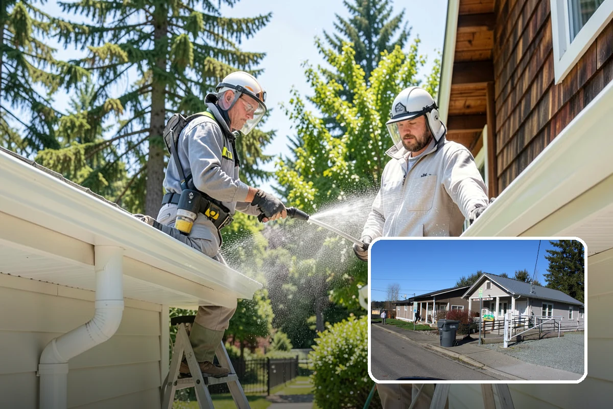 Exterior Wall Cleaning in South Prairie, Pierce County, WA - Removes vertical rain streaks and water tracks
