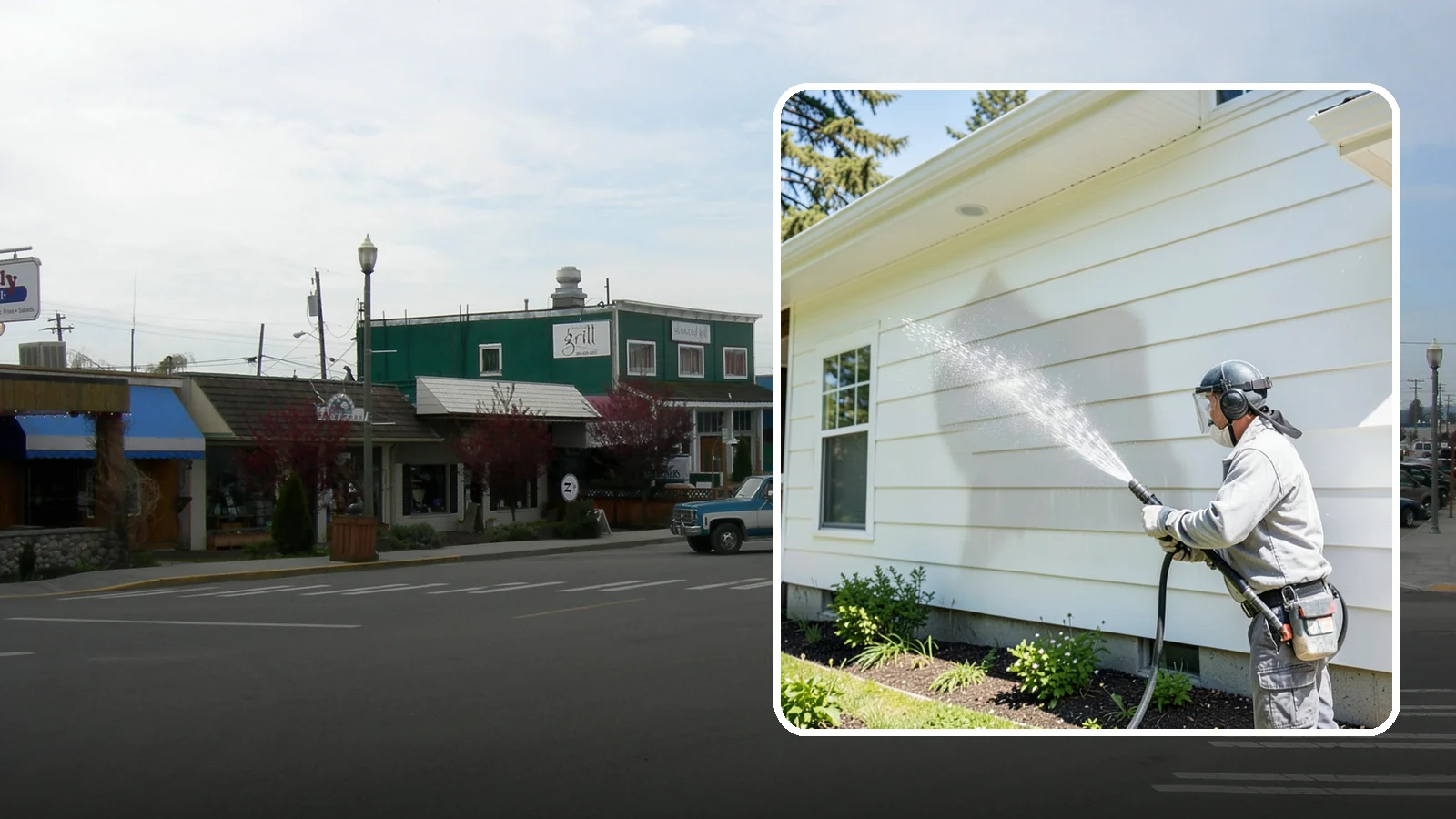 Exterior Wall Cleaning in Stanwood, Snohomish County, WA - Exterior wall cleaning targets the flat wall surfaces where our region's rain leaves streaks, algae, and settled road film.
