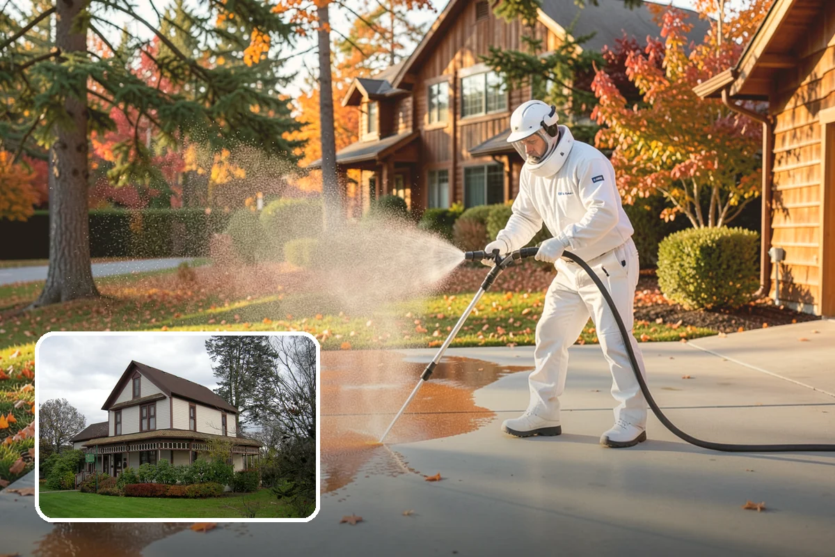 Exterior Wall Cleaning in Sumner, Pierce County, WA - Removes vertical rain streaks and water tracks