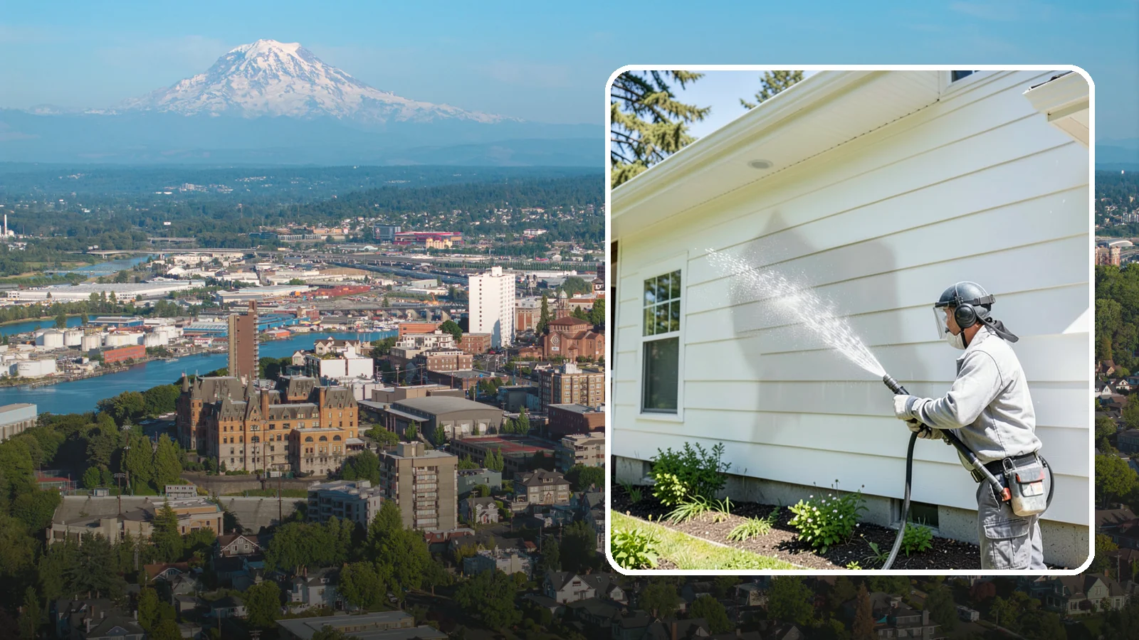 Exterior Wall Cleaning in Tacoma, Pierce County, WA - Exterior wall cleaning targets the flat wall surfaces where our region's rain leaves streaks, algae, and settled road film.