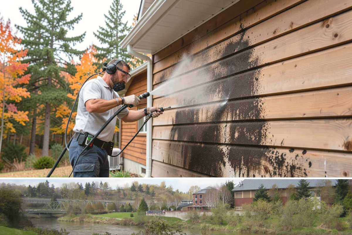 Exterior Wall Cleaning in Tukwila, King County, WA - Clean in the warmer, drier months so the walls dry evenly and the results hold through the rainy season.