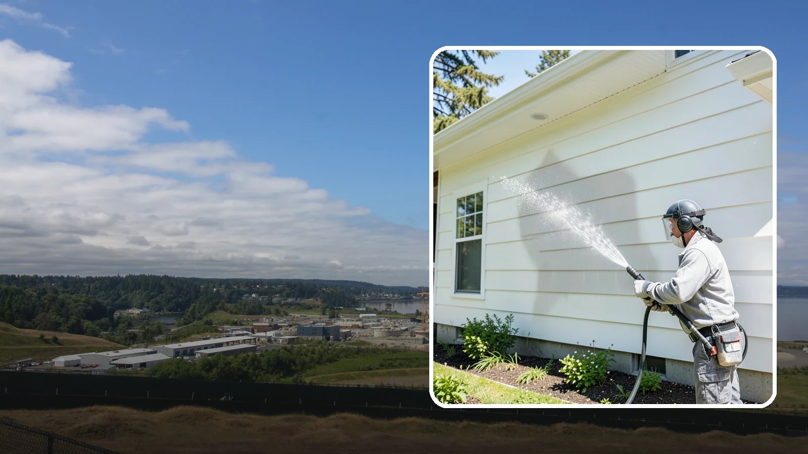 Exterior Wall Cleaning in University Place, Pierce County, WA - Exterior wall cleaning targets the flat wall surfaces where our region's rain leaves streaks, algae, and settled road film.